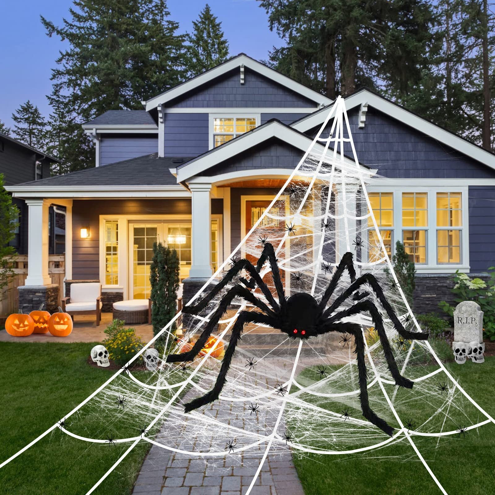 Scary Halloween Large Fake Realistic Big Spider Decorative Hairy Props