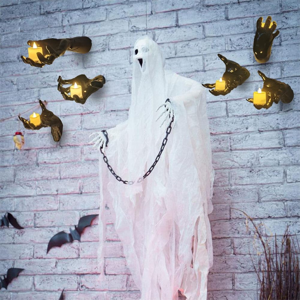 3 Pcs Spooky Hands Wall LED Candle Lights Decor