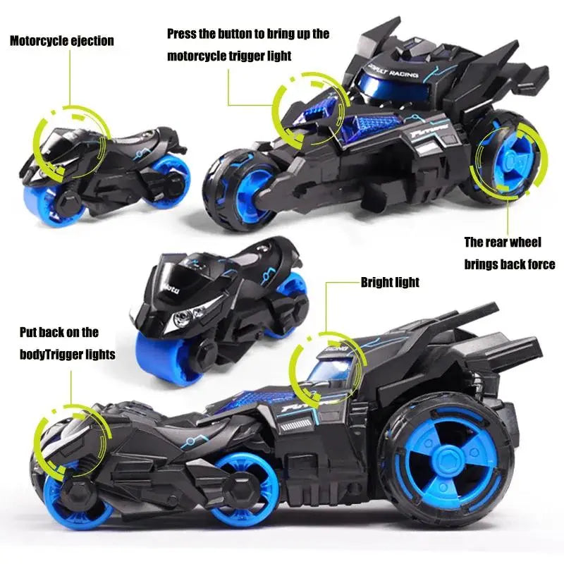 3-in-1 Boomerang Catapult Alloy Car Toy with Lights & Sound