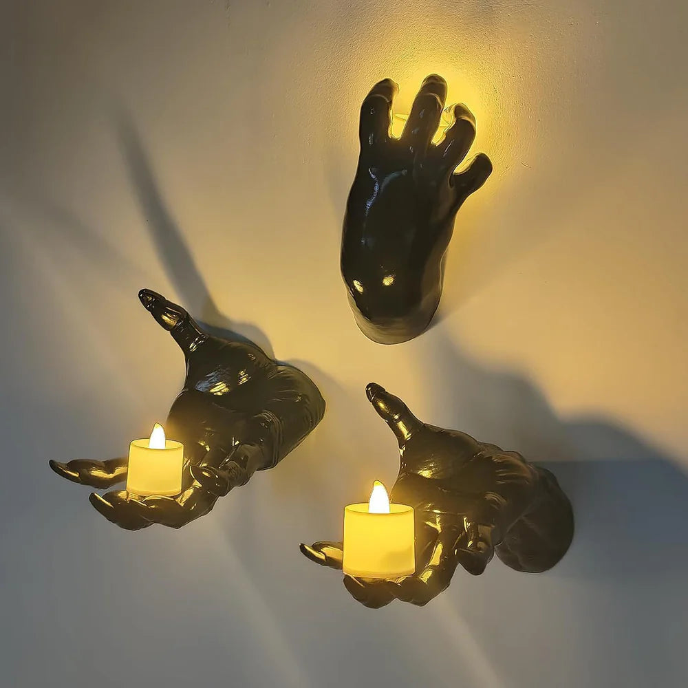 3 Pcs Spooky Hands Wall LED Candle Lights Decor
