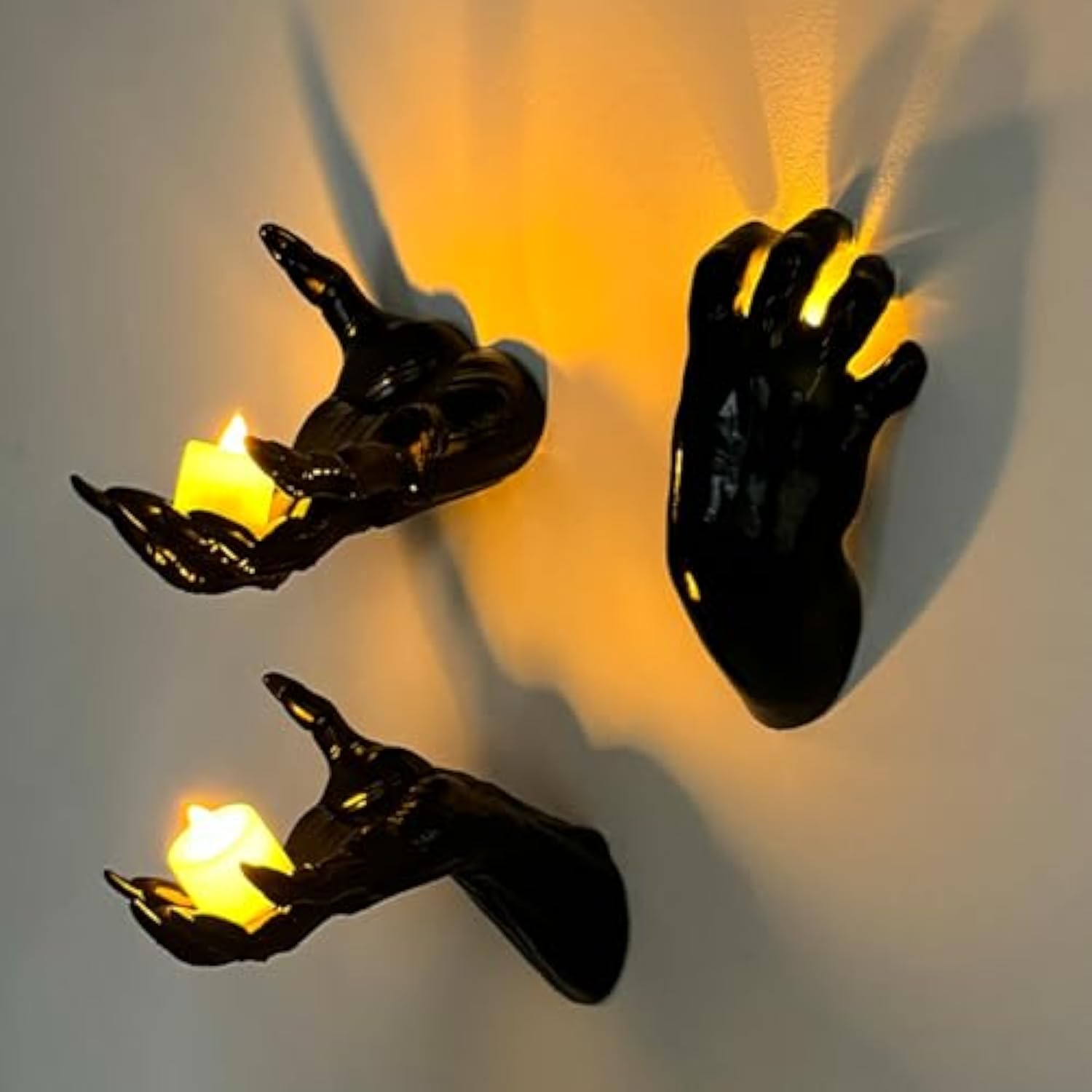 3 Pcs Spooky Hands Wall LED Candle Lights Decor