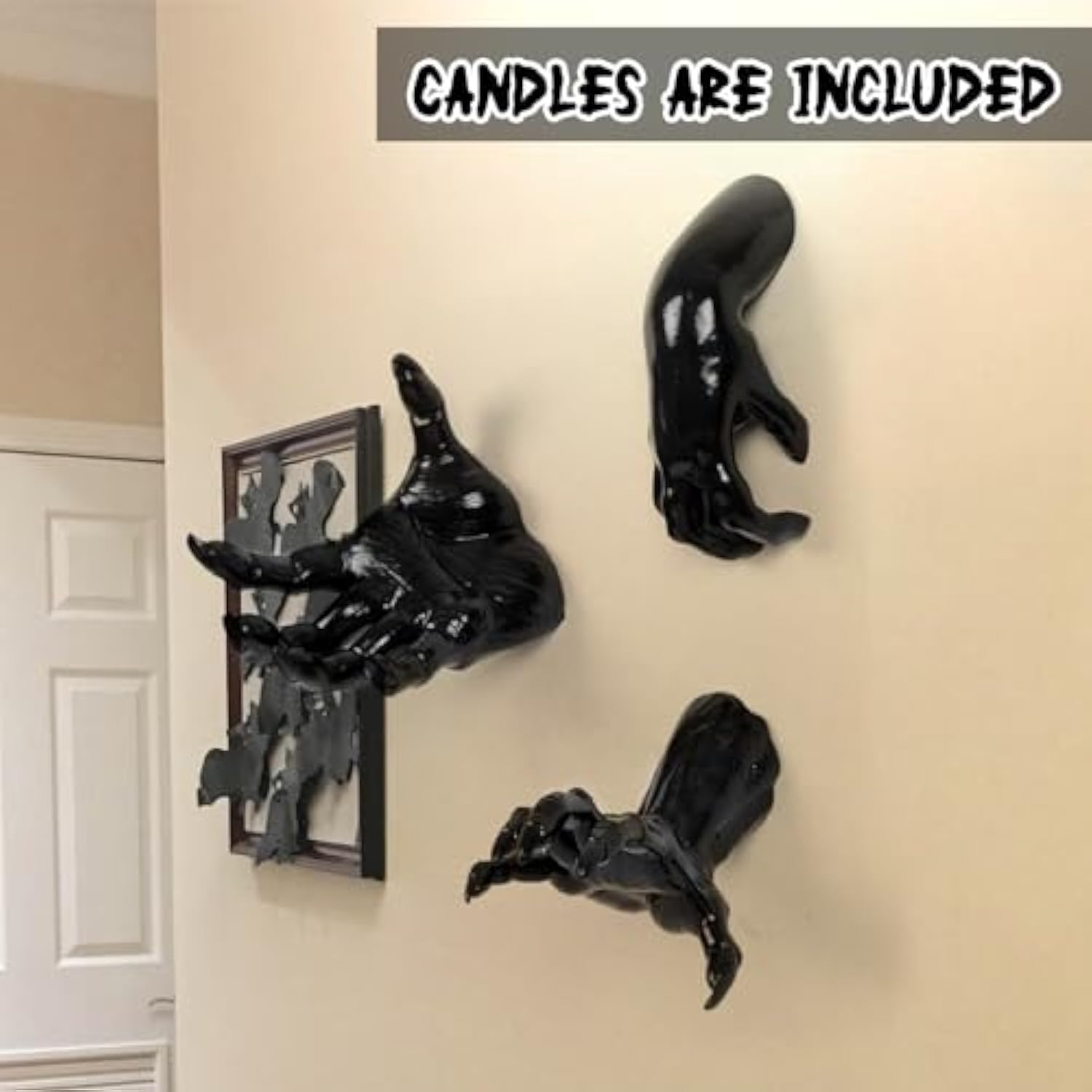 3 Pcs Spooky Hands Wall LED Candle Lights Decor