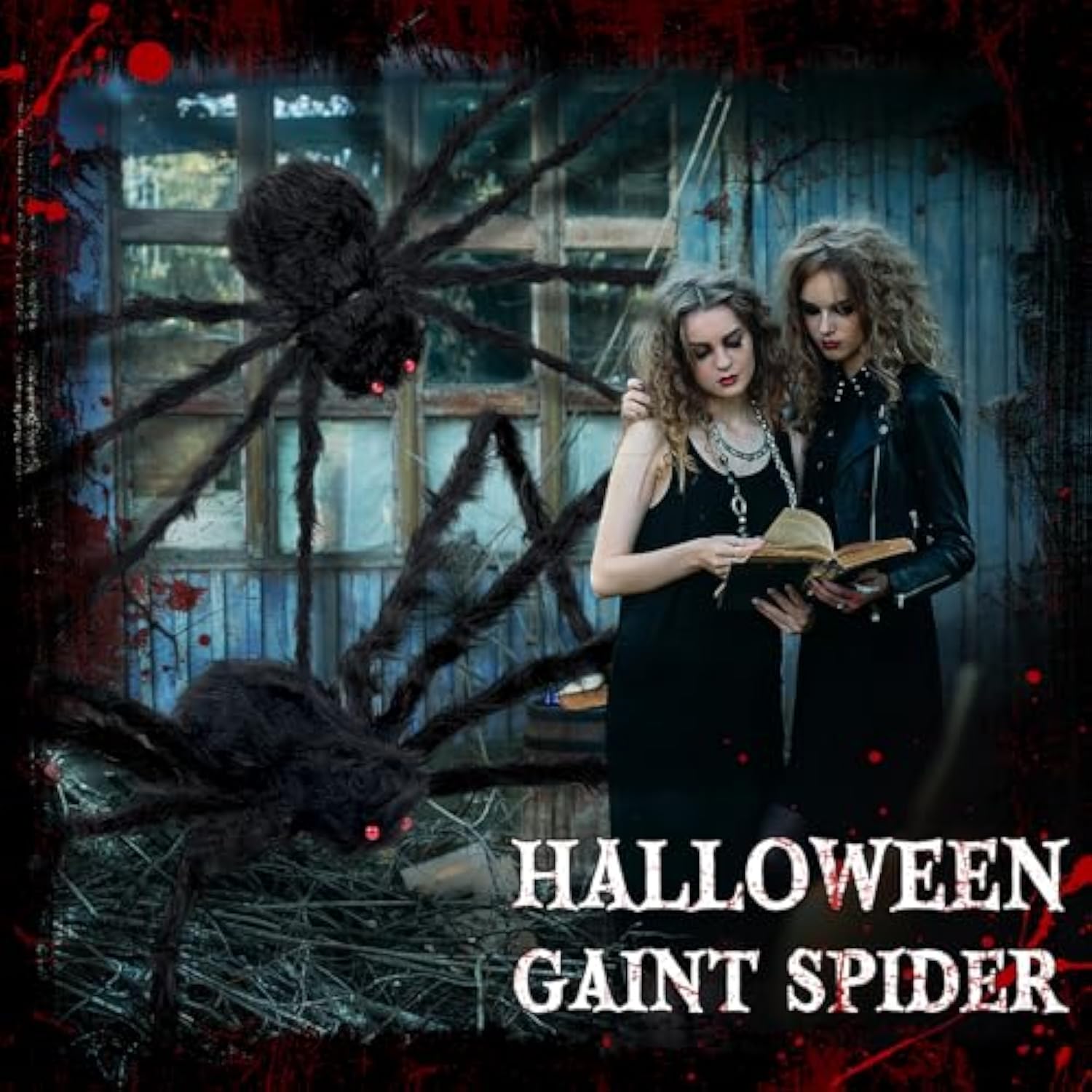 Scary Halloween Large Fake Realistic Big Spider Decorative Hairy Props
