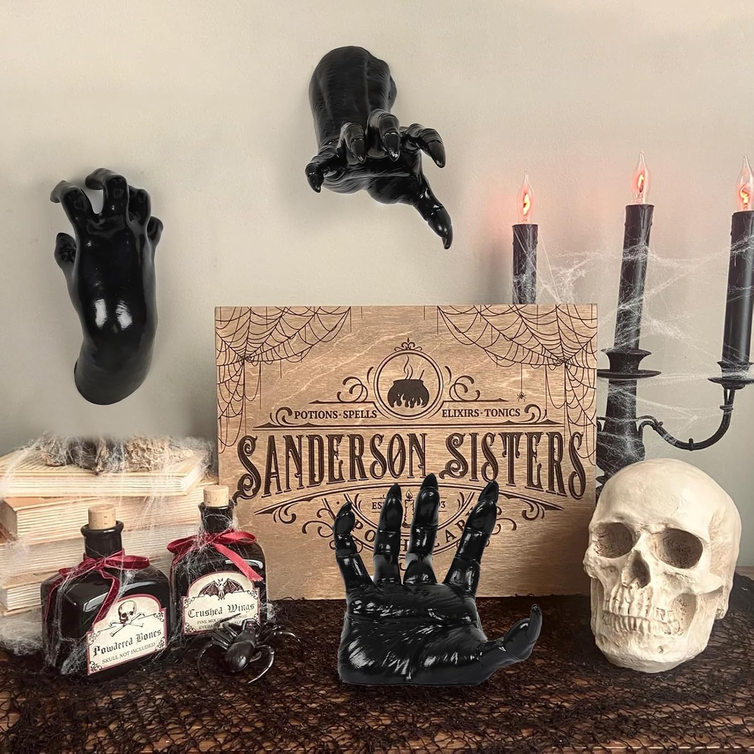 3 Pcs Spooky Hands Wall LED Candle Lights Decor