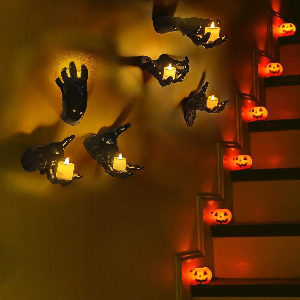 3 Pcs Spooky Hands Wall LED Candle Lights Decor