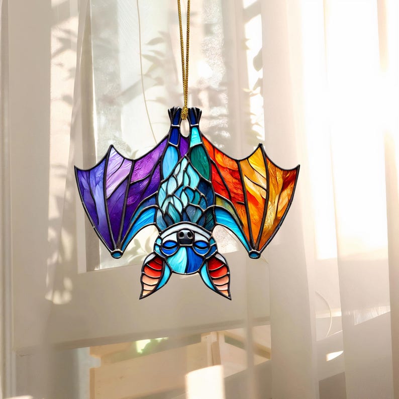 Colorful Acrylic Bat Halloween Tree Ornaments