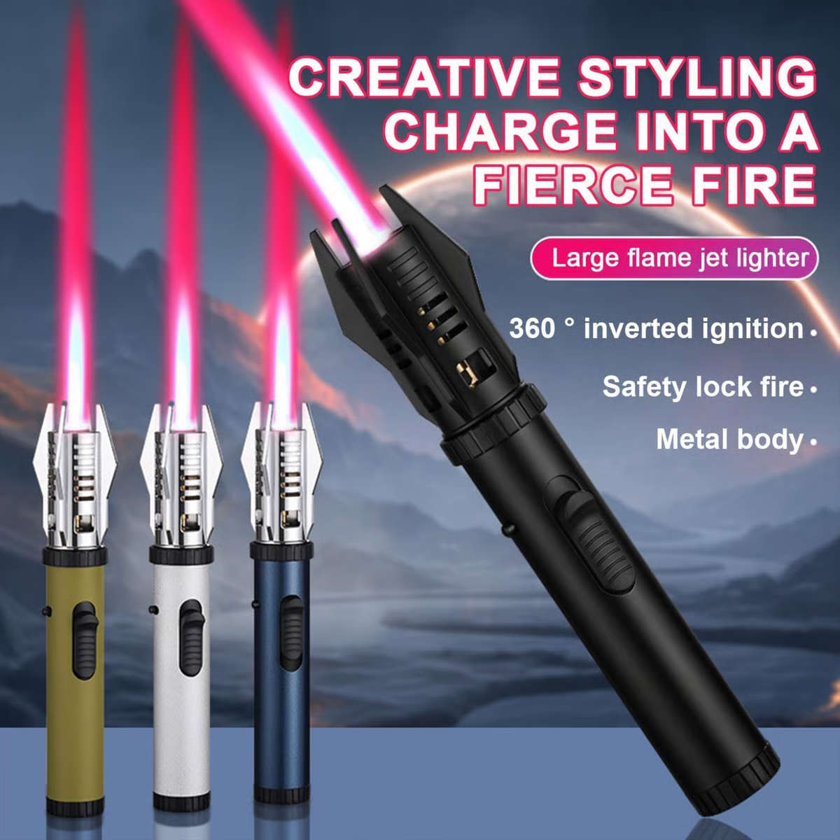 Metal Large Fire Windproof Blue Flame Lighter