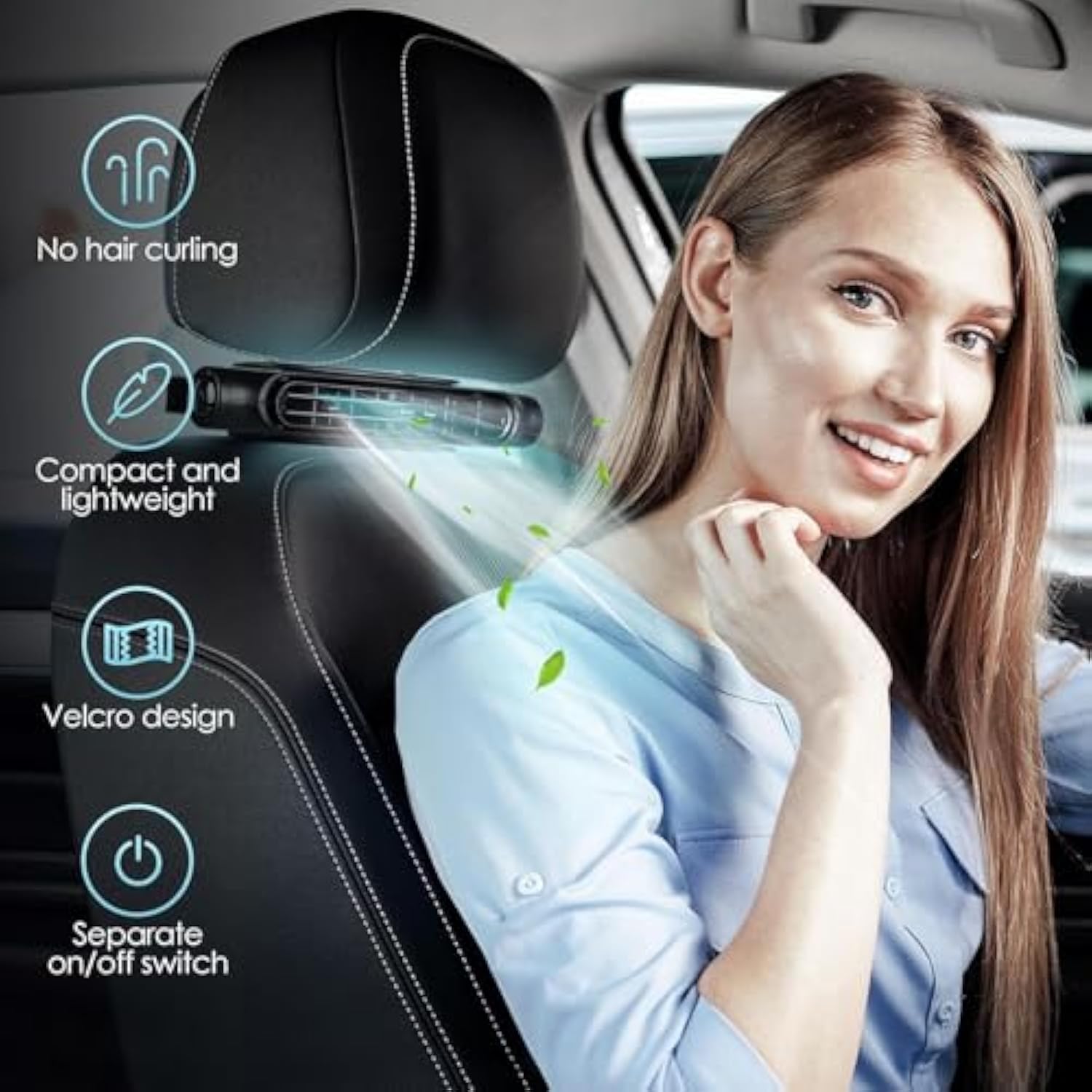 Car Seat Fan USB Plug-in Dual Turbo High Wind Power