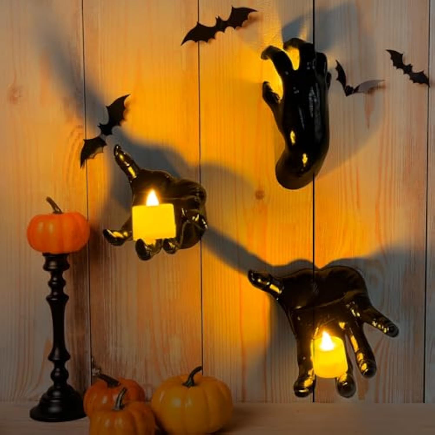 3 Pcs Spooky Hands Wall LED Candle Lights Decor